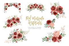 Marsala Watercolor Clipart Flowers, Flower Clipart Wedding Product Image 3