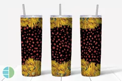 Skinny Tumbler Sublimation Design - Sunflower Leopard Print Product Image 2