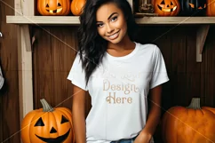 Halloween T-Shirt Mockup Women, White T-Shirt Mockup, d46 Product Image 2
