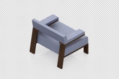 Isometric Arm Chair 3D isolated render Product Image 1