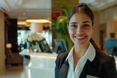 Receptionist Girl Background Wallpaper Product Image 1