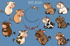 Floral Spring Cows|12 png beautiful cow & floral elements Product Image 2