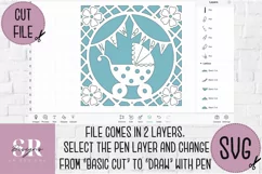 3D New baby card | Paper cutting | New baby card SVG Product Image 3