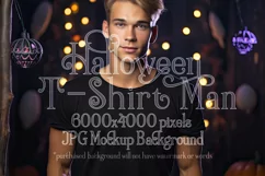 Halloween T-Shirt Mockup Male, Black T-Shirt Mockup, d1 Product Image 1