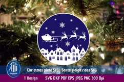 Christmas Plate SVG| Santa sleigh SVG| Sleigh rides SVG Product Image 1