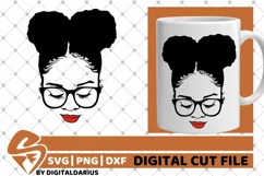 Beauty Black Woman svg, Melanin, Afro Puffs svg, Glasses svg Product Image 2