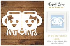 Mr and Mrs paper cut design SVG / DXF / EPS / PNG files Product Image 1