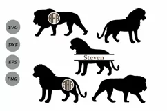 lion SVG, lion monogram svg, lion cut file, animal svg, lion Product Image 1