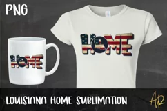 Louisiana Home State Map with flag Sublimation PNG Product Image 1