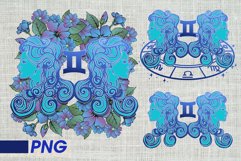 Gemini png zodiac sign floral vintage boho 3 PNG Product Image 1