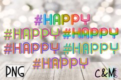 Hashtag Happy, 6 designs, PNG, T-shirt, mug, sublimation Product Image 1