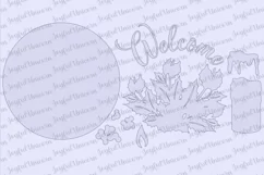 Christmas Candle Welcome Sign SVG | Holly Berry Wood Round Product Image 2