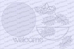 Autumn Welcome Sign SVG | Rowan Leaves Door Hanger SVG Product Image 2