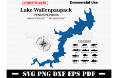 Lake Wallenpaupack Pennsylvania Map with Data &amp; Fish Species Product Image 1