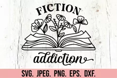 Fiction Addiction SVG - Book Lover - Book Humor Booktrovert Product Image 5