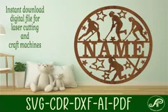 Field Hockey female name sign svg laser cut template Product Image 1