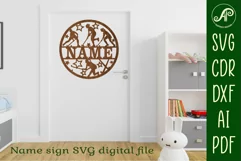 Field Hockey female name sign svg laser cut template Product Image 3