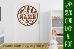 Field Hockey male name sign svg laser cut template Product Image 3
