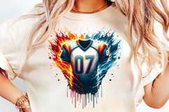 fiery football jersey, jersey 07 png, american football, competitive sports, fan gear, fire ice splash, football apparel, dynamic sports, football graphic, sports sublimation, splash art png, watercolor art, jersey graphic, paint splash, ink splatter, jer