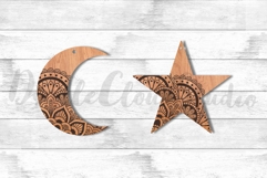 Moon and Star Mandala Earring SVG Pendant SVG File for Laser Product Image 2
