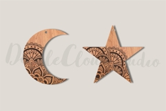 Moon and Star Mandala Earring SVG Pendant SVG File for Laser Product Image 1