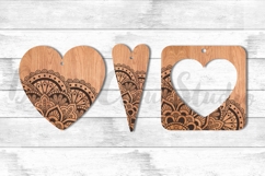 Heart Mandala Earrings Pendant SVG File for Laser Cut . Product Image 2