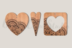 Heart Mandala Earrings Pendant SVG File for Laser Cut . Product Image 1