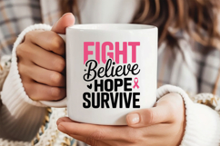 Fight Believe Hope Survive SVG | Breast Cancer Awareness SVG Product Image 3