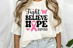 Fight Believe Hope Survive SVG, Cancer Charity Event SVG Product Image 2