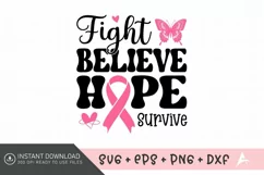 Fight Believe Hope Survive SVG, Cancer Charity Event SVG Product Image 1