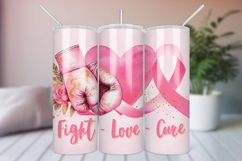 Fight, Love, Cure Breast Cancer Sublimation Tumbler Wrap PNG Product Image 1