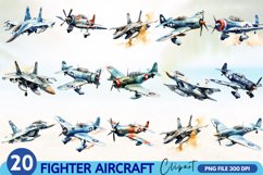 Fighter Aircraft Watercolor Sublimation Clipart Product Image 1