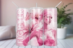 Fighter Woman Breast Cancer Sublimation Tumbler Wrap PNG Product Image 1