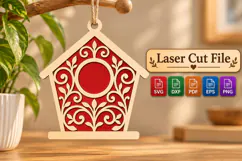 Filigree Birdhouse Glowforge SVG, Scrollwork Pattern Cut Product Image 2