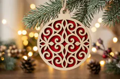Filigree Christmas Bauble SVG Laser Cut Ornament File Product Image 1