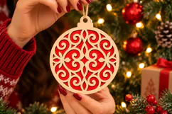 Filigree Christmas Bauble SVG Laser Cut Ornament File Product Image 2