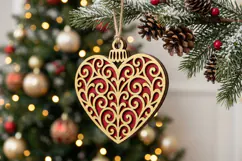 Filigree Heart Christmas Ornament SVG Cut File Product Image 1
