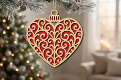 Filigree Heart Christmas Ornament SVG Cut File Product Image 2