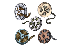 film projector reel set sketch hand drawn Product Image 1
