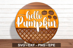 Hello Pumpkin Round Sign SVG | Fall Door Hanger Product Image 1