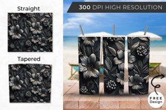 3D Black Flowers Tumbler Sublimation, 20oz 10 Tumbler wrap Product Image 2