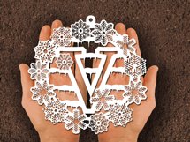 Christmas snowflake SVG Letter V Product Image 2