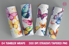 Watercolor butterfly tumbler wrap sublimation Product Image 1
