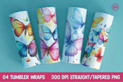 Watercolor butterfly tumbler wrap sublimation Product Image 1