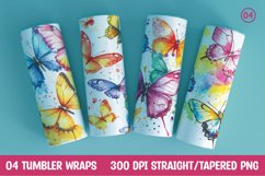 Watercolor butterfly tumbler wrap sublimation Product Image 1