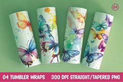 Watercolor butterfly tumbler wrap sublimation Product Image 1