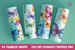 Watercolor butterfly tumbler wrap sublimation Product Image 1