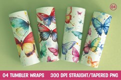 Watercolor butterfly tumbler wrap sublimation Product Image 1