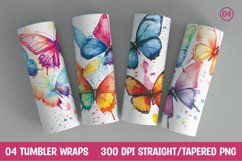 Watercolor butterfly tumbler wrap sublimation Product Image 1