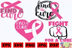 Find a Cure SVG | Cancer Breast SVG| Cancer Breast Cut Files Product Image 1